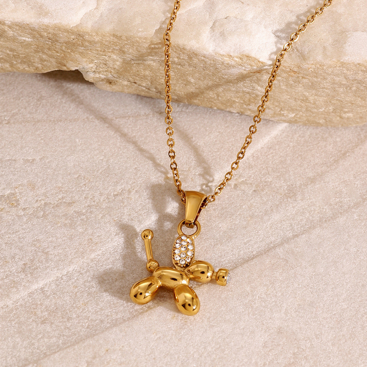 Stainless Steel Rhinestone Dog Necklace Accessories Letter Clavicle Chain Titanium Steel Necklace