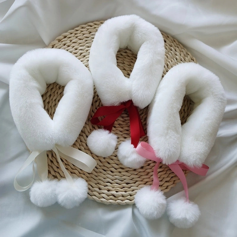 Women's Cute Solid Color Plush Scarf