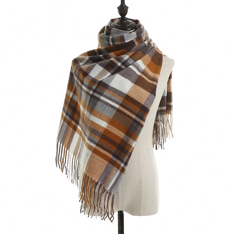 Scarf Women's College Style Simple Imitation Cashmere Scarf Women's Autumn And Winter New Knitted Warm Shawl A Generation Of Hair