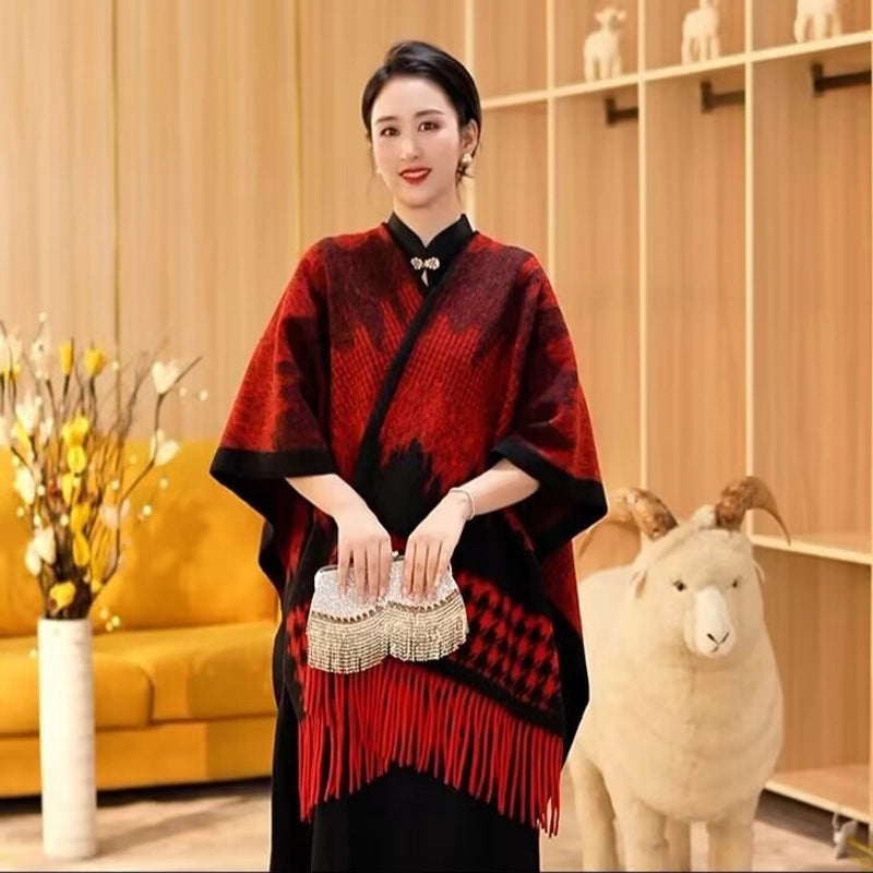 Women's Streetwear Plaid Blended Shawl
