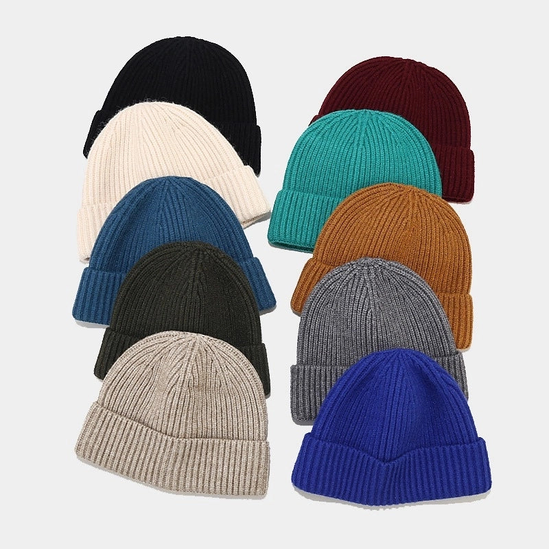 Unisex Basic Minimalist Solid Color Eaveless Wool Cap