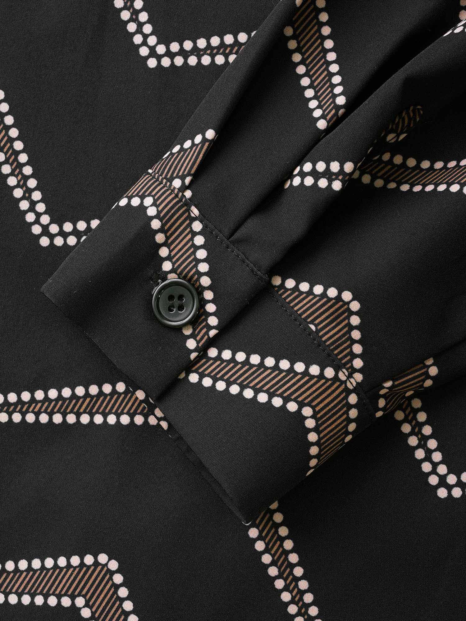 Geometric Notched Belted Midi Dress