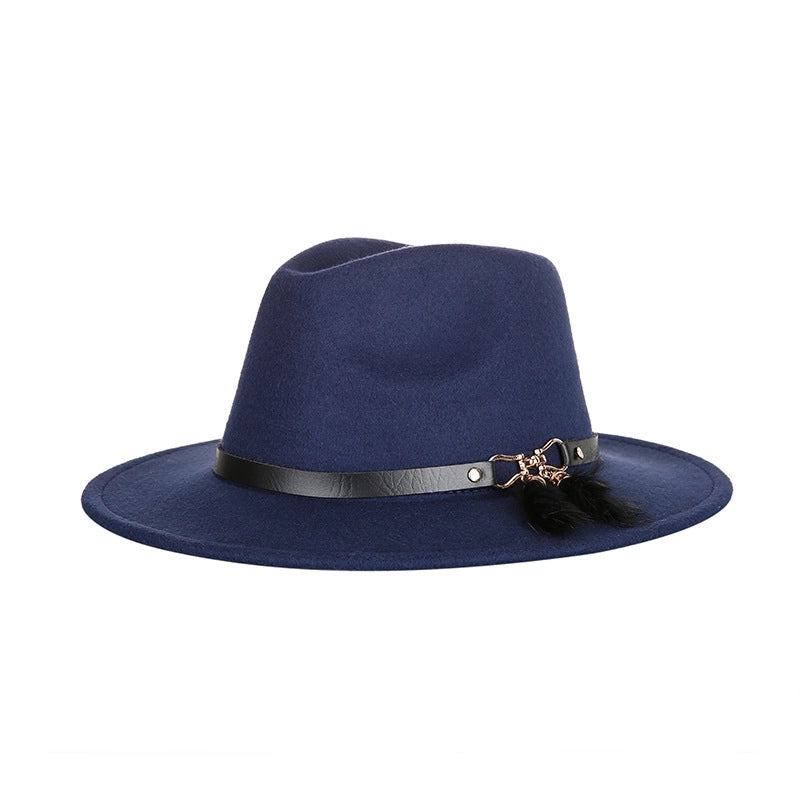 Hat New  Fashion Top Hat Creative Belt Decorative Woolen Jazz Hat Hot