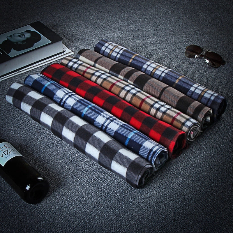 Autumn And Winter Warm Fleece-lined Special Offer Men's Children's Classic Black And White Plaid Scarf Gift Men's Scarf