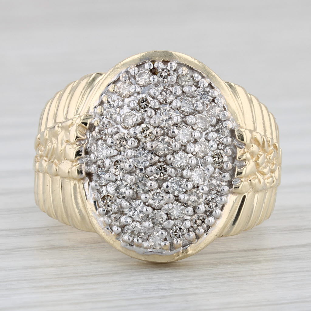 0.80ctw Pave Diamond Cluster Ring 10k Yellow Gold Size 10