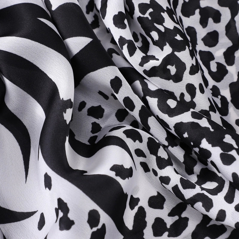 Women's Elegant Minimalist Leopard Satin Printing Silk Scarf