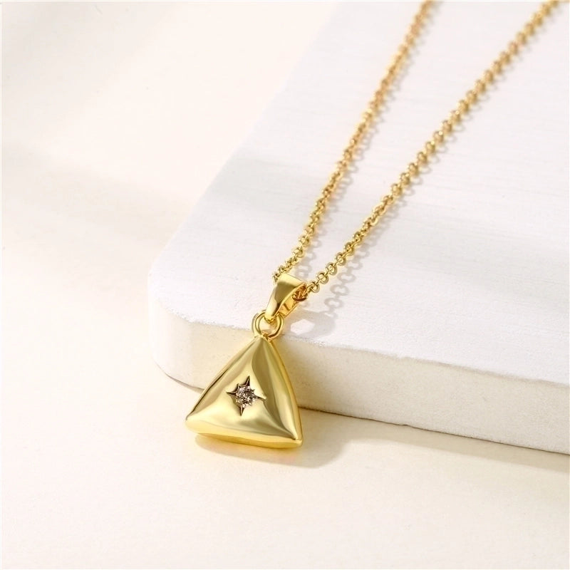 Stainless Steel Titanium Steel 18K Gold Plated INS Style Plating Inlay Sun Heart Shape Whale Zircon Pendant Necklace