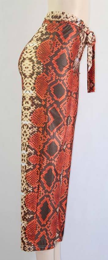 Snake Print High Waisted Straight Trousers