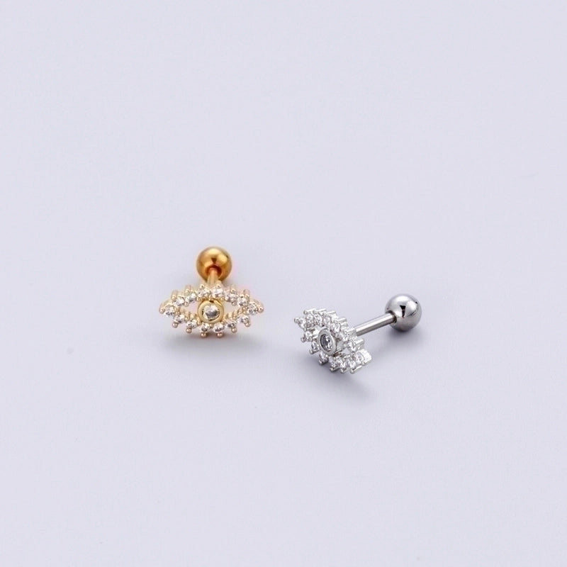 1 Piece Ear Cartilage Rings & Studs Fashion Eye 316L Stainless Steel  Copper Plating Inlay Zircon