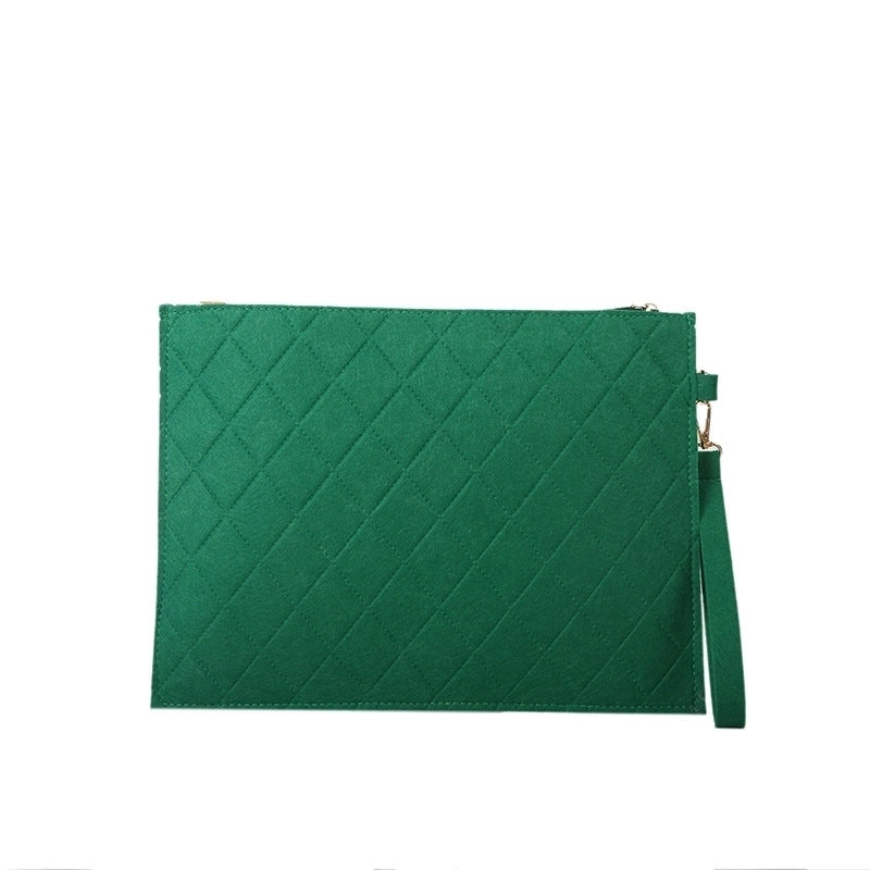 Women's Medium Felt Solid Color Basic Classic Style Square Zipper Envelope Bag