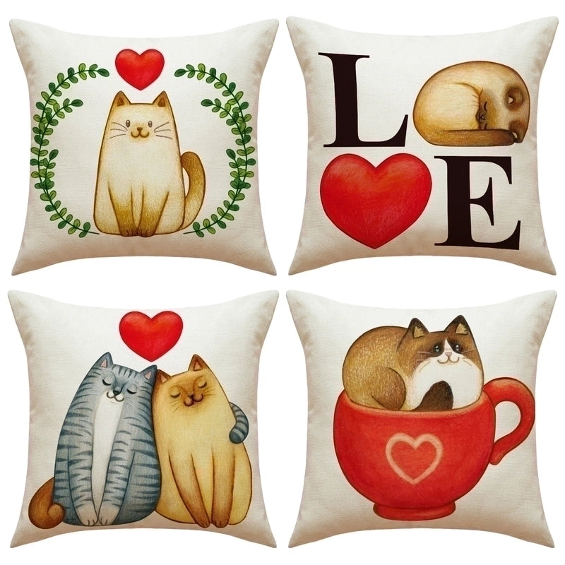 Cute Heart Shape Linen Pillow Cases