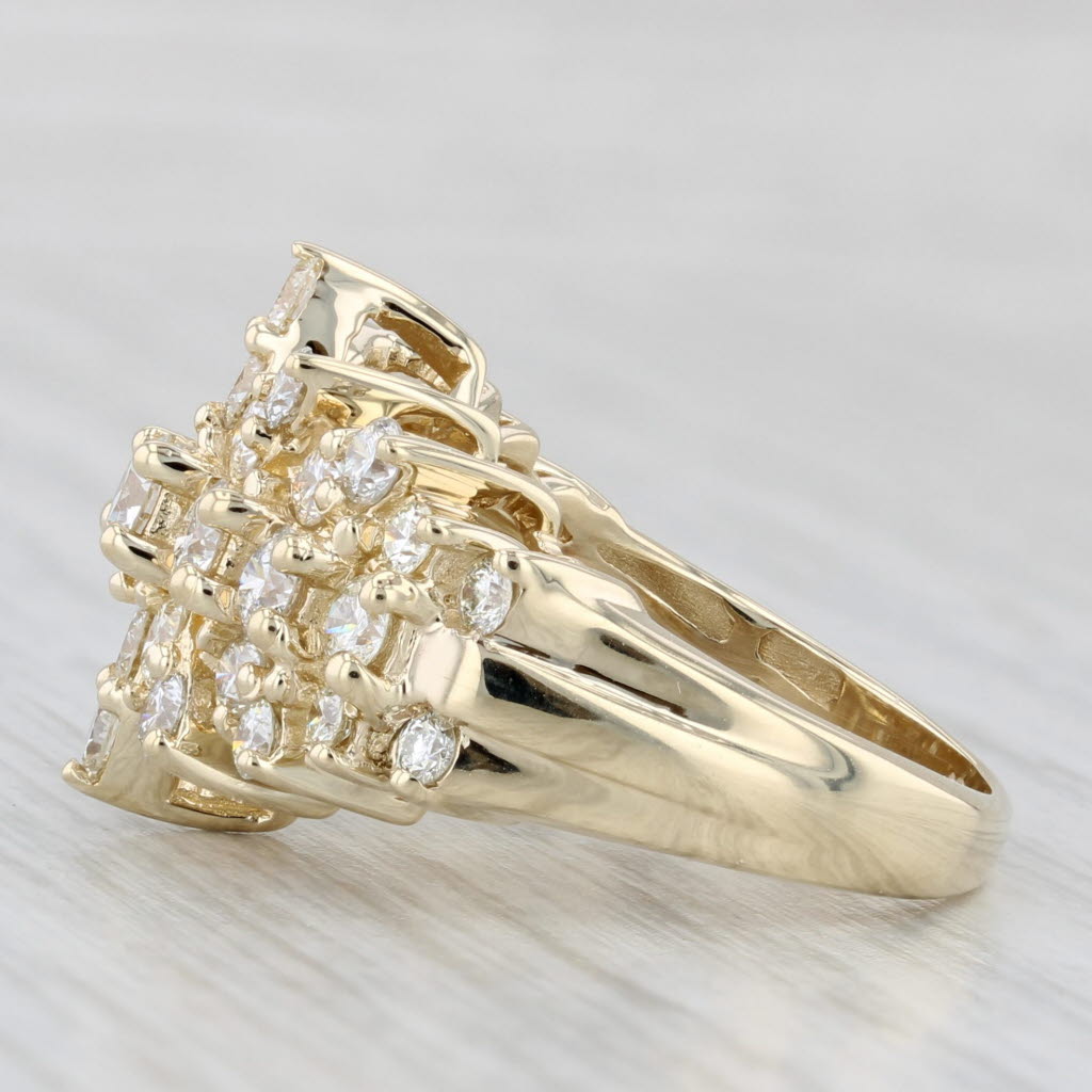 1.85ctw Diamond Cluster Cocktail Ring 10k Yellow Gold Size 5.25