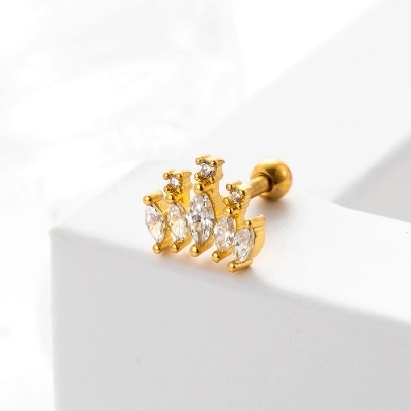 Ear Cartilage Rings & Studs Geometric 316L Stainless Steel  Copper Inlaid Zircon