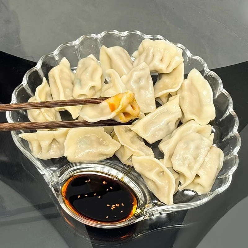 SHELL DISH TRANSPARENT DUMPLING PLATE WITH VINEGAR DISCS SUSHI SNACK PLATE