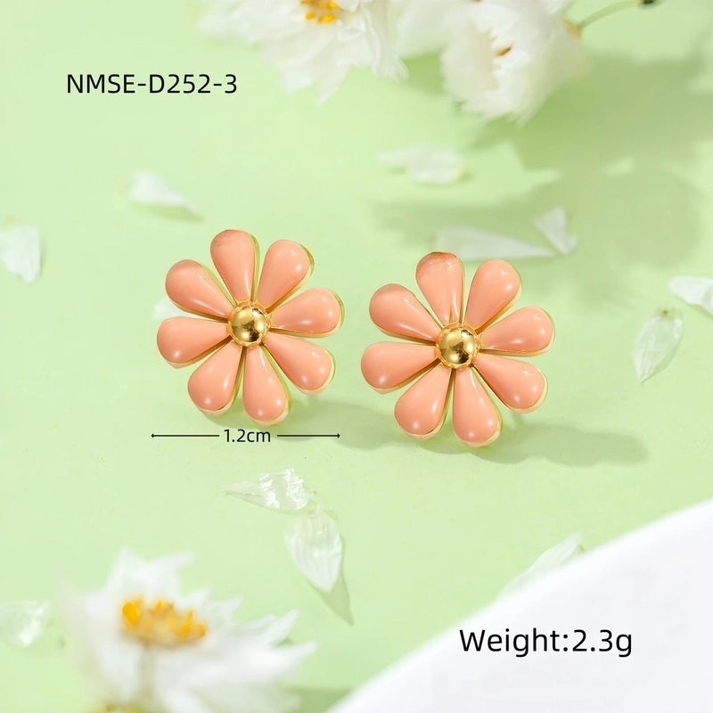 1 Pair Pastoral Daisy 304 Stainless Steel Ear Studs