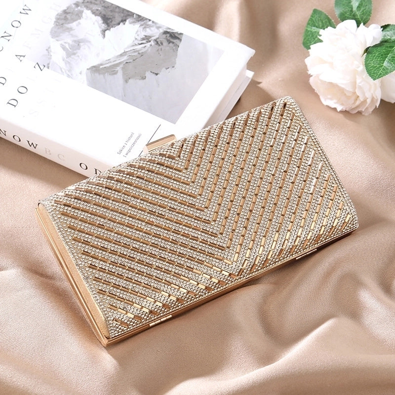 Women's Polyester Stripe Vintage Style Square Magnetic Buckle Evening Bag