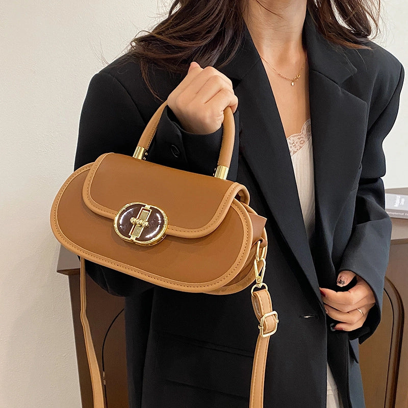 Women's Medium PU Solid Color Streetwear Sewing Thread Square Flip Cover Square Bag