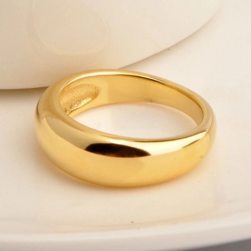 Minimalist Solid Color Stainless Steel 18K Gold Plated Plating Rings
