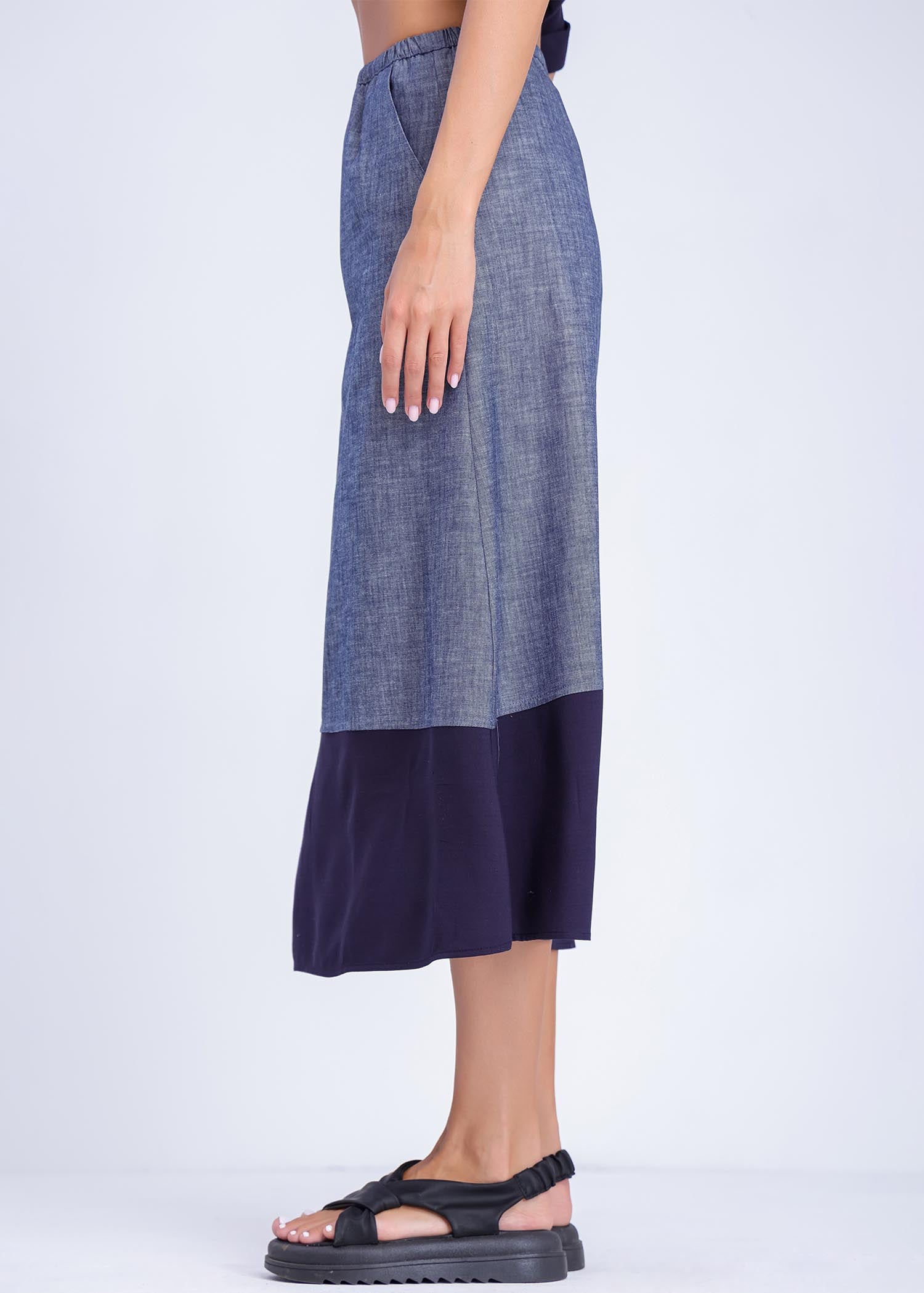 A Line Skirt With Contrast Panel