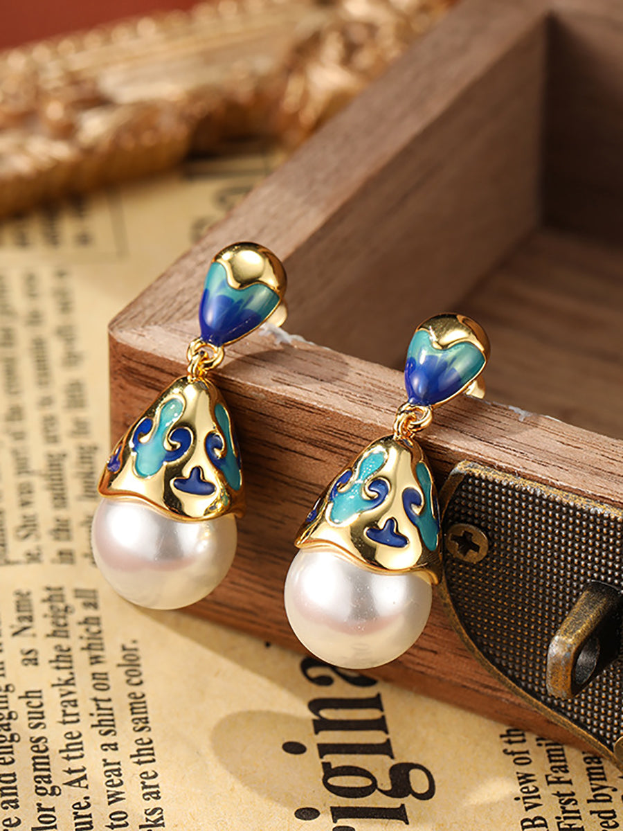Women Ethnic Pearl S925Silver Earrings