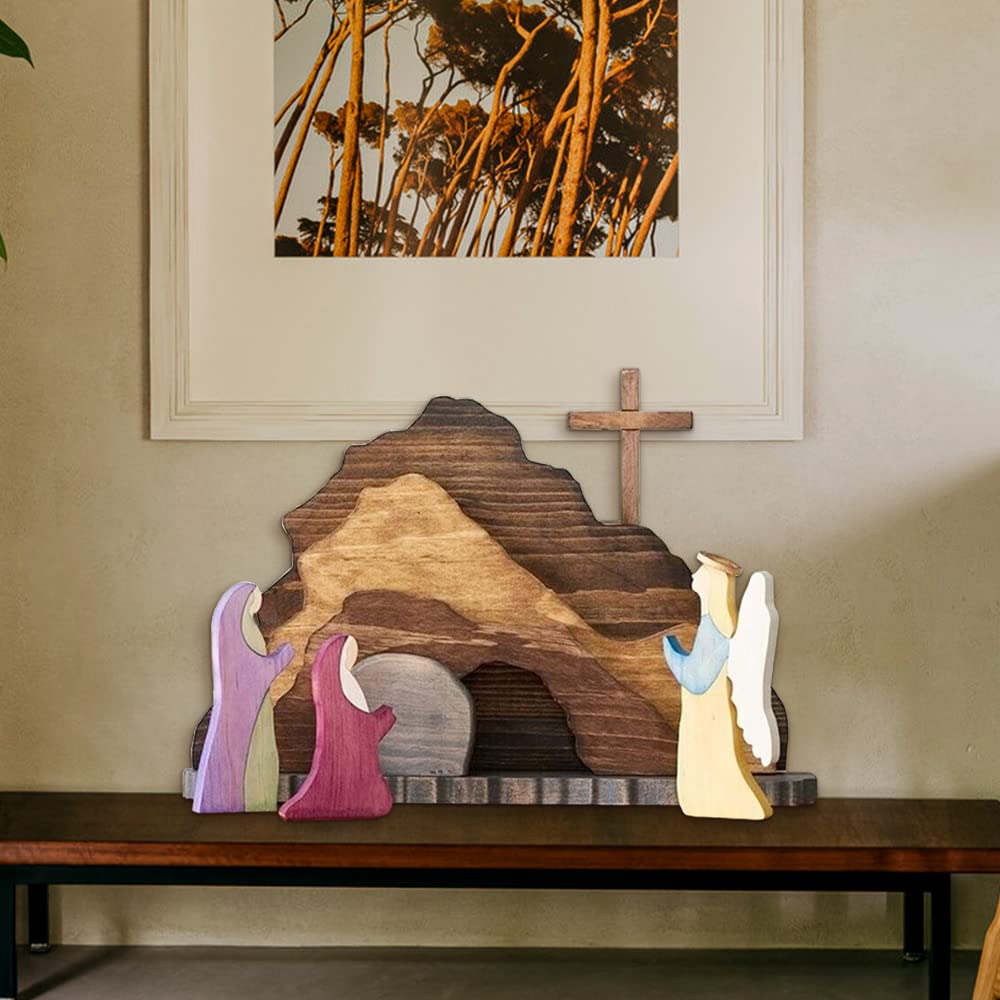 ❤️Handmade Jesus Tomb-Easter Scene Wooden Decoration