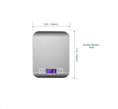 Stainless Steel Digital Kitchen Scale. 10Kg - Silver