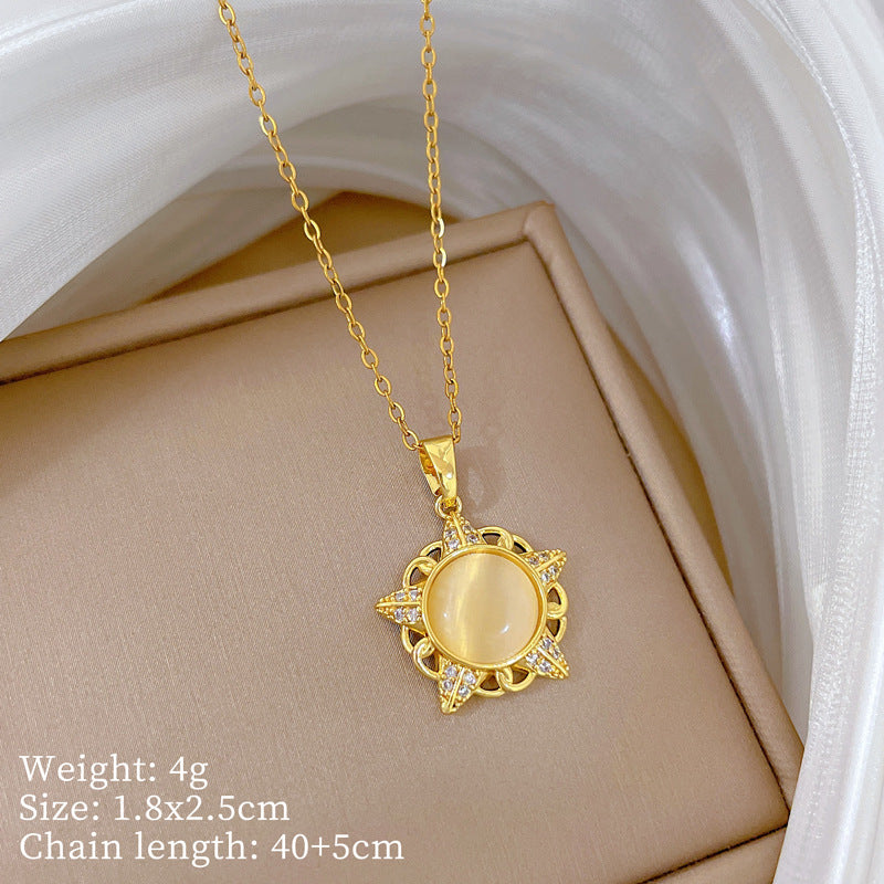 Copper Micro-Inlaid Cross Fashionable And Gorgeous Full Diamond Necklace For Women All-Match Clavicle Chain Titanium Steel