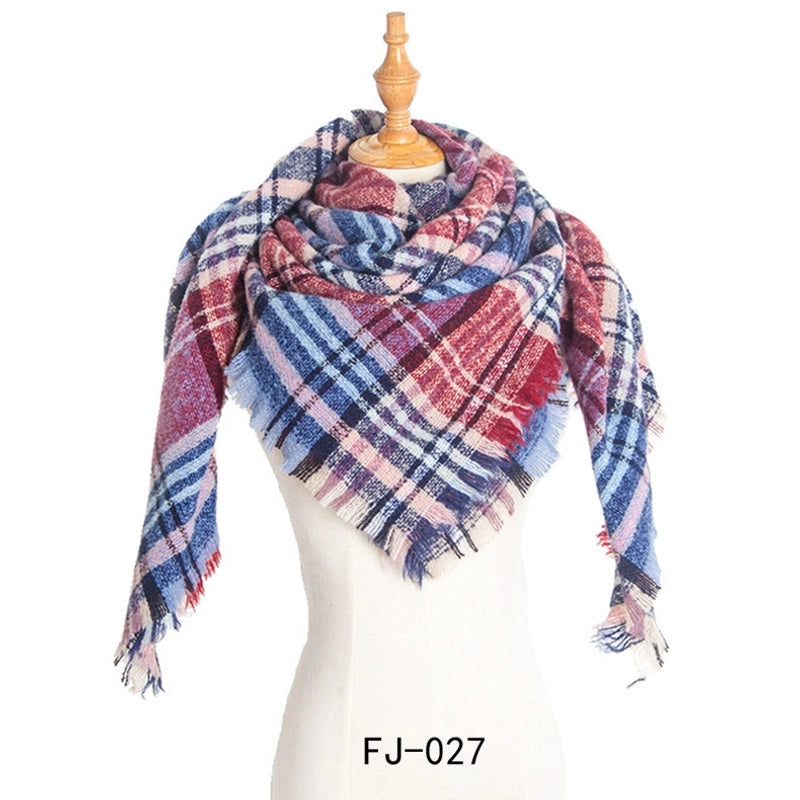 Autumn And Winter New Ring Yarn Thickened Double-sided Lattice Prick Scarf Scarf Women's Scarf Shawl Manufacturers