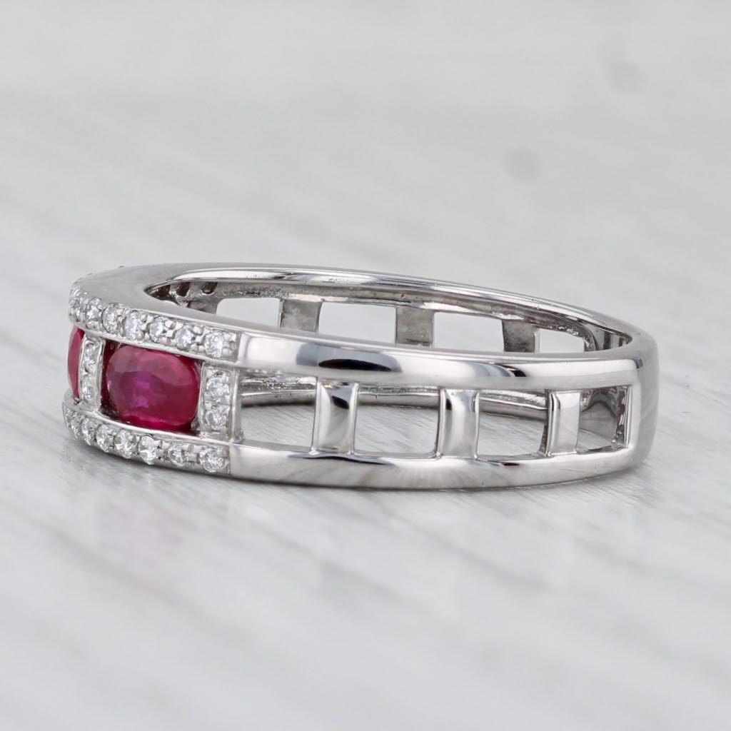 1.04ctw Ruby Diamond Ring 14k White Gold Size 8 Band Stackable