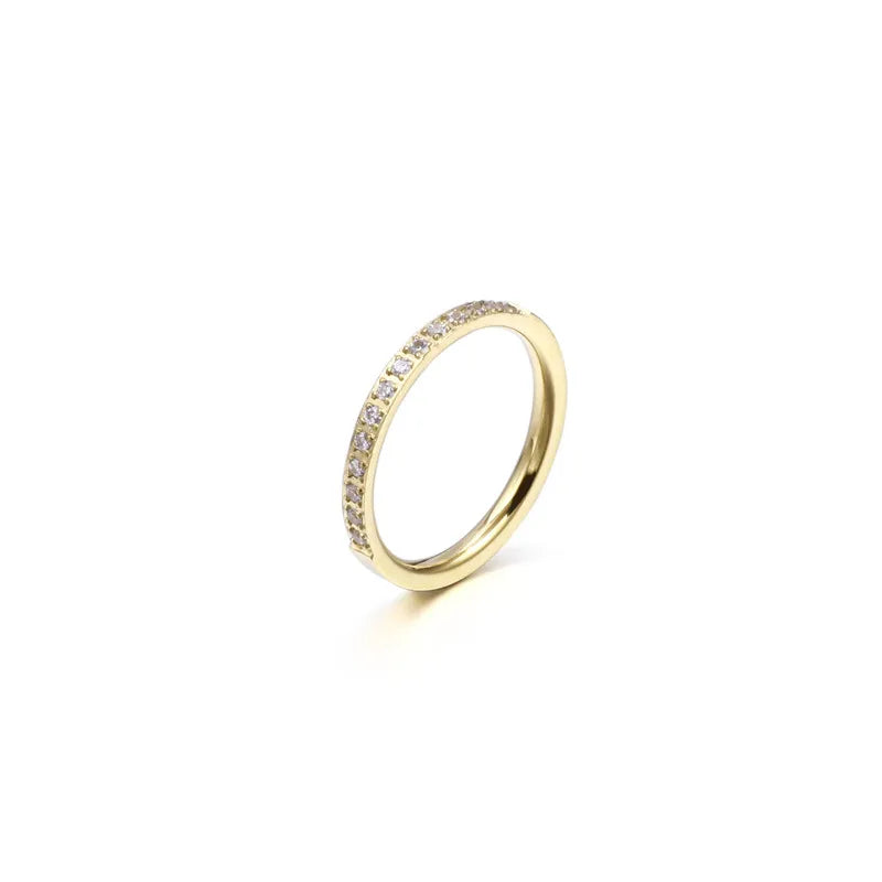Simple Fashion Single Row Zircon Creative Jewelry Stainless Steel Ring