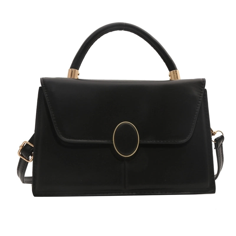 Women's Pu Leather Solid Color Classic Style Flip Cover Handbag