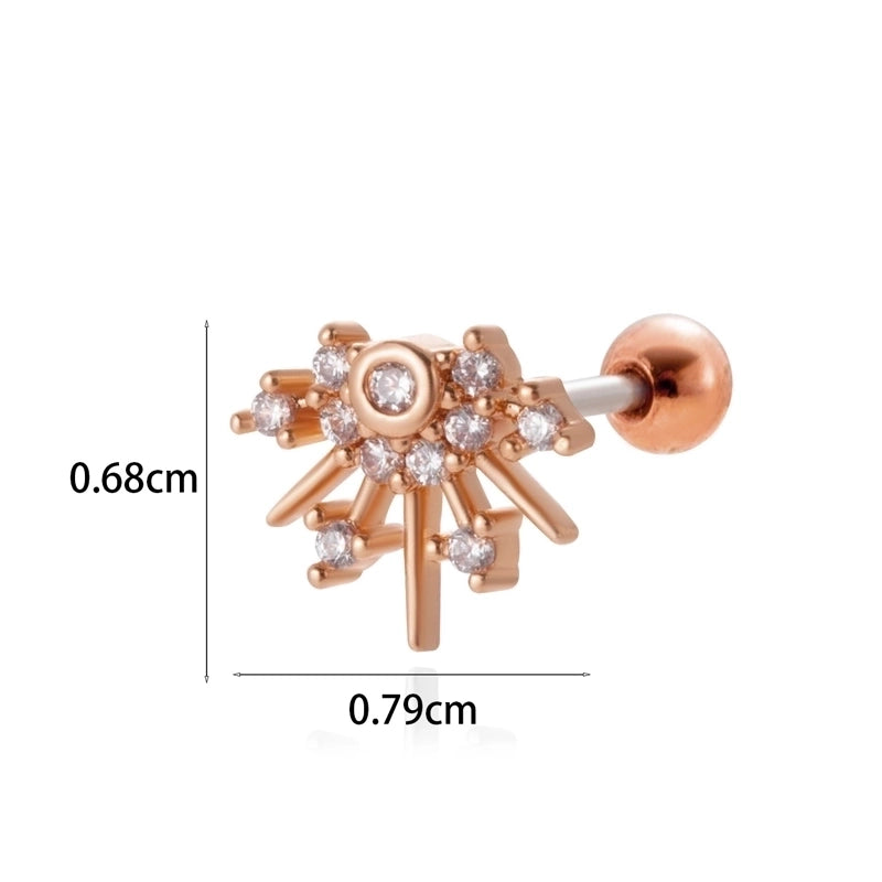 1 Piece Ear Cartilage Rings & Studs Minimalist Classic Style Star Moon Butterfly 316L Stainless Steel  Copper Plating Inlay Zircon