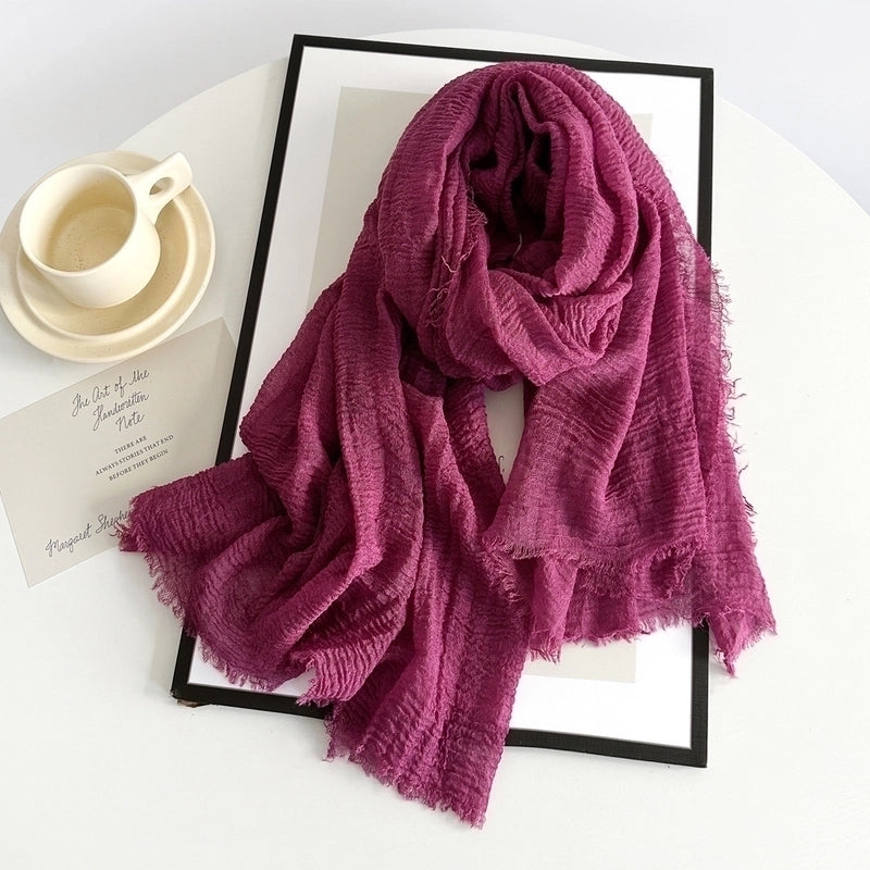 Women's Minimalist Solid Color Imitation Cotton And Linen Silk Scarf