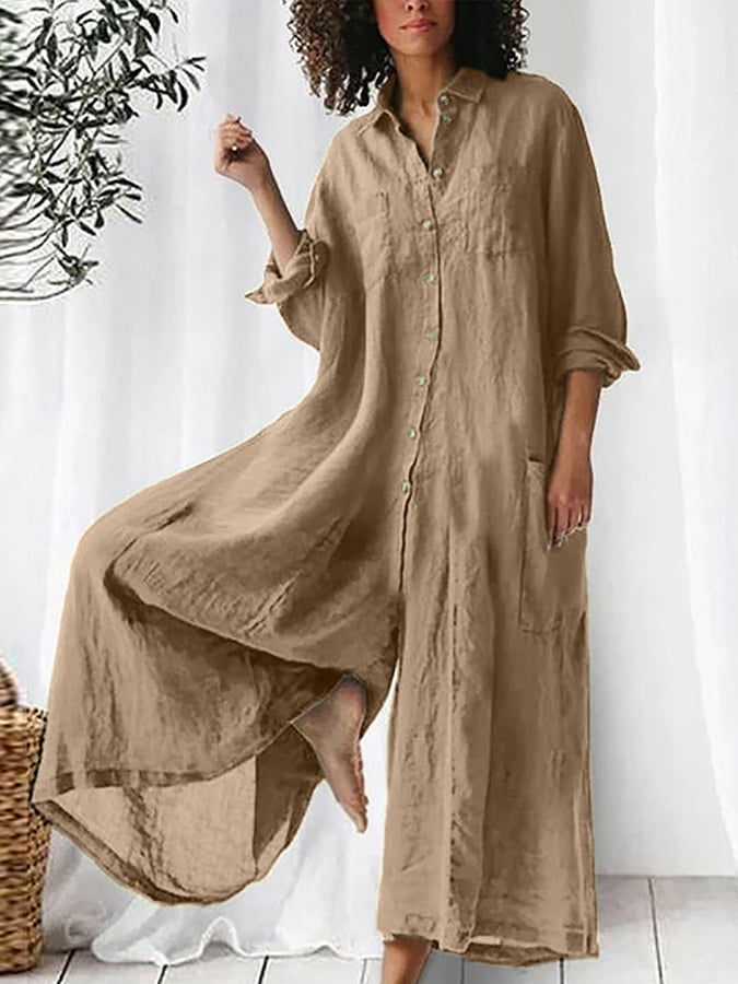 Fashion Casual Loose Long-Sleeved Jumpsuit