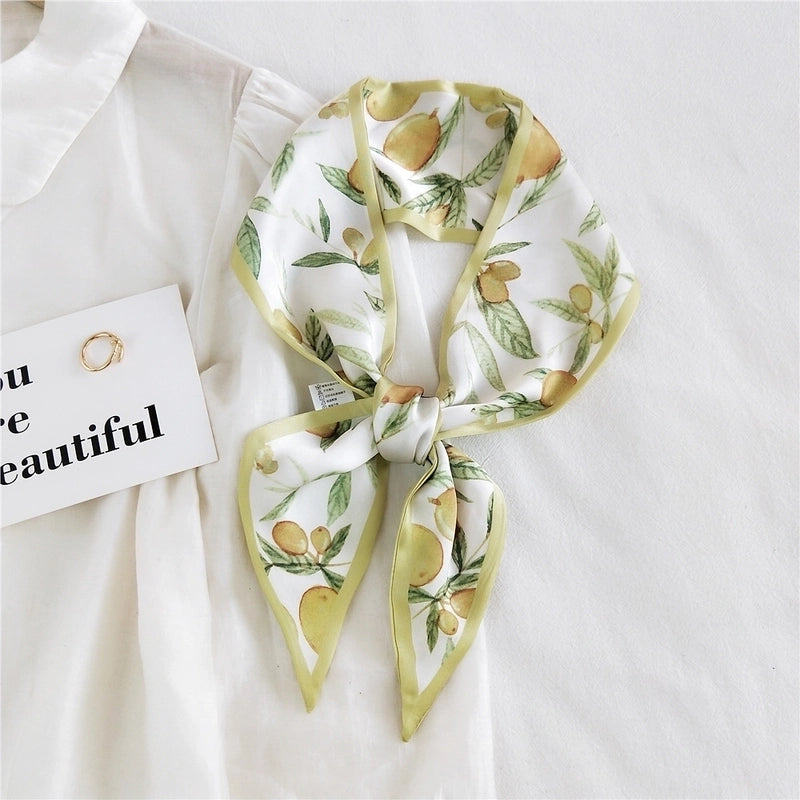 Fruit Printing Ribbon Silk Scarf