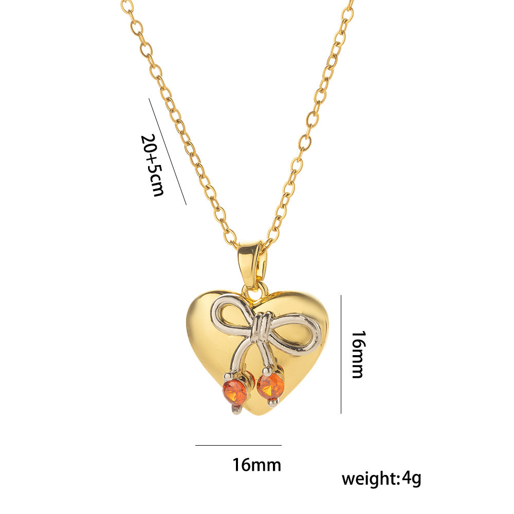 Popular Titanium Steel Necklace Love Red Cherry Pendant Necklace Female Niche Clavicle Chain Accessories