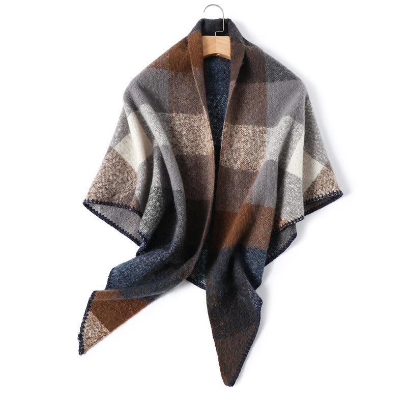Unisex Vintage Style Lattice Imitation Cashmere Polyester Scarf