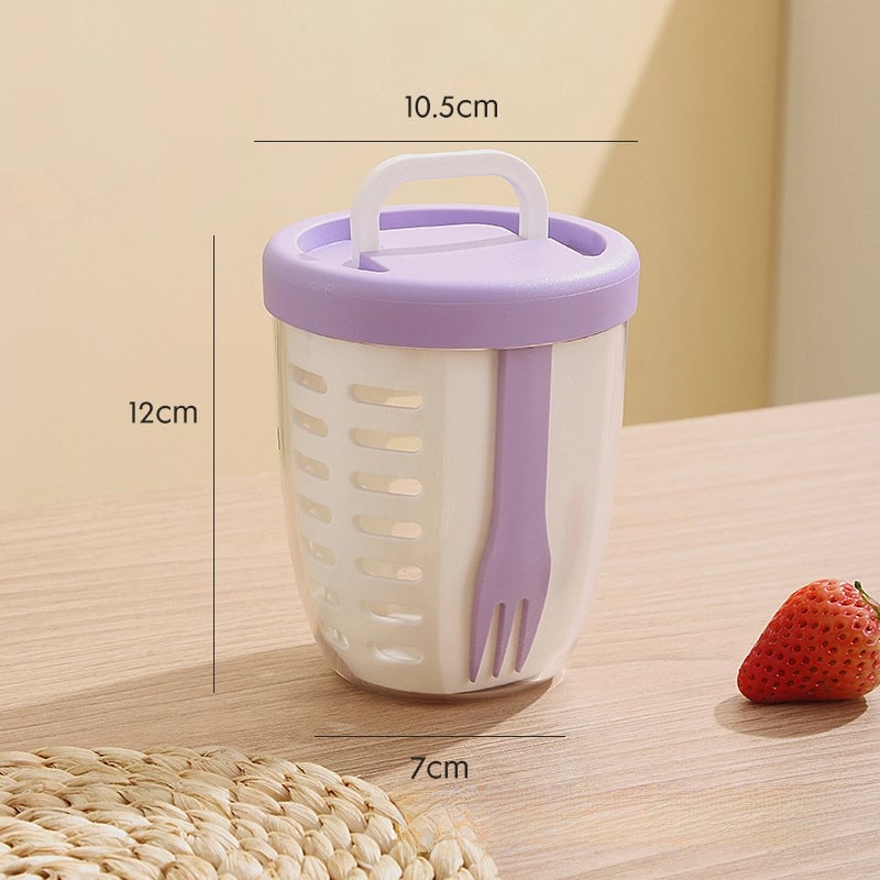 Leachable Fruit Cup With Fork Portable Picnic Box Large Capacity Storage Poke Plastic Cup Sealed Leakproof Salad Box