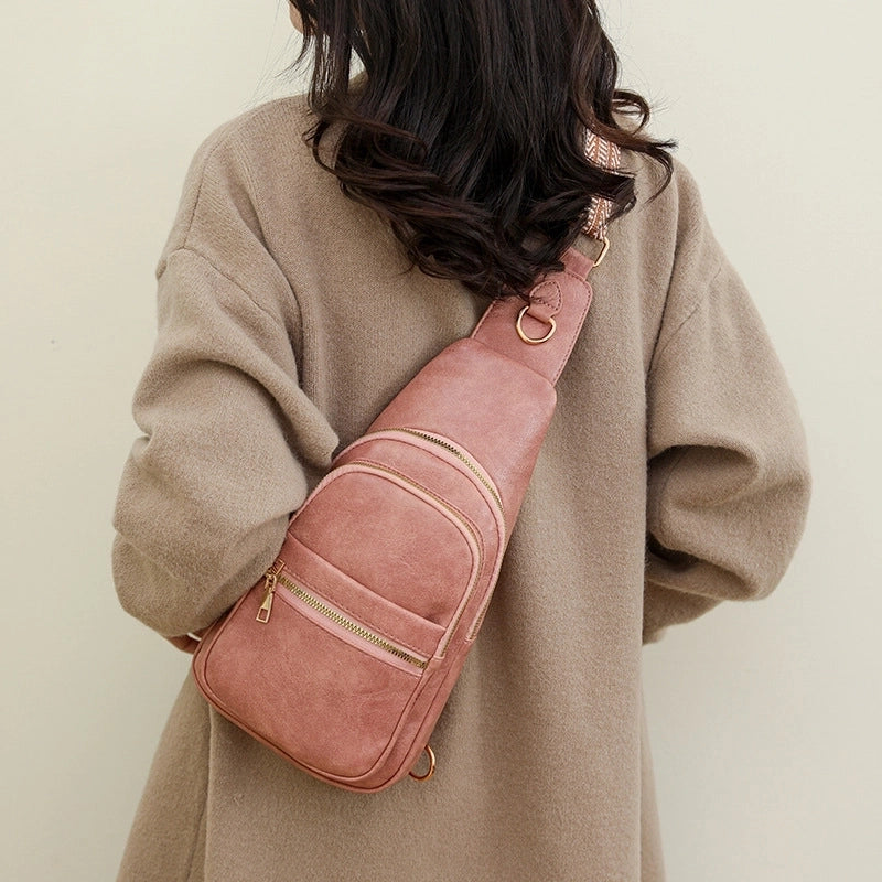 Women's Pu Leather Solid Color Vintage Style Classic Style Square Zipper Crossbody Bag Fanny Pack