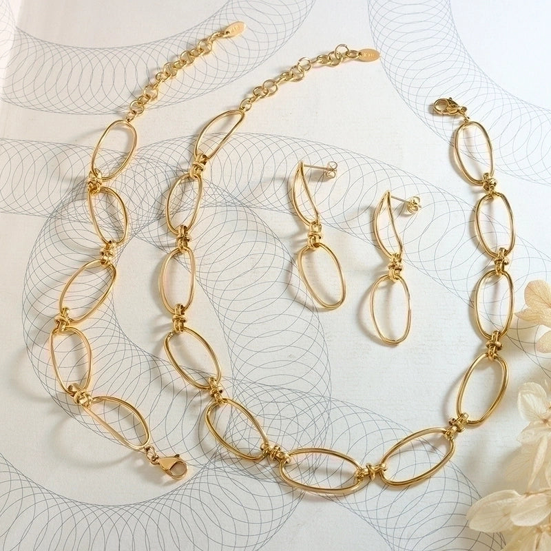 Minimalist Knot 304 Stainless Steel 18K Gold Plated Plating Bracelets Earrings Necklace
