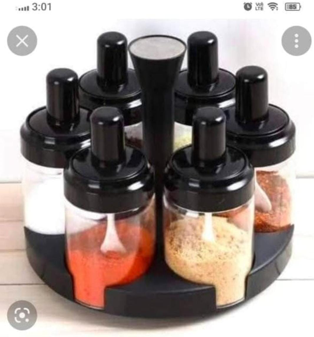 6 PIECES ROTATING SPICES JAR SET