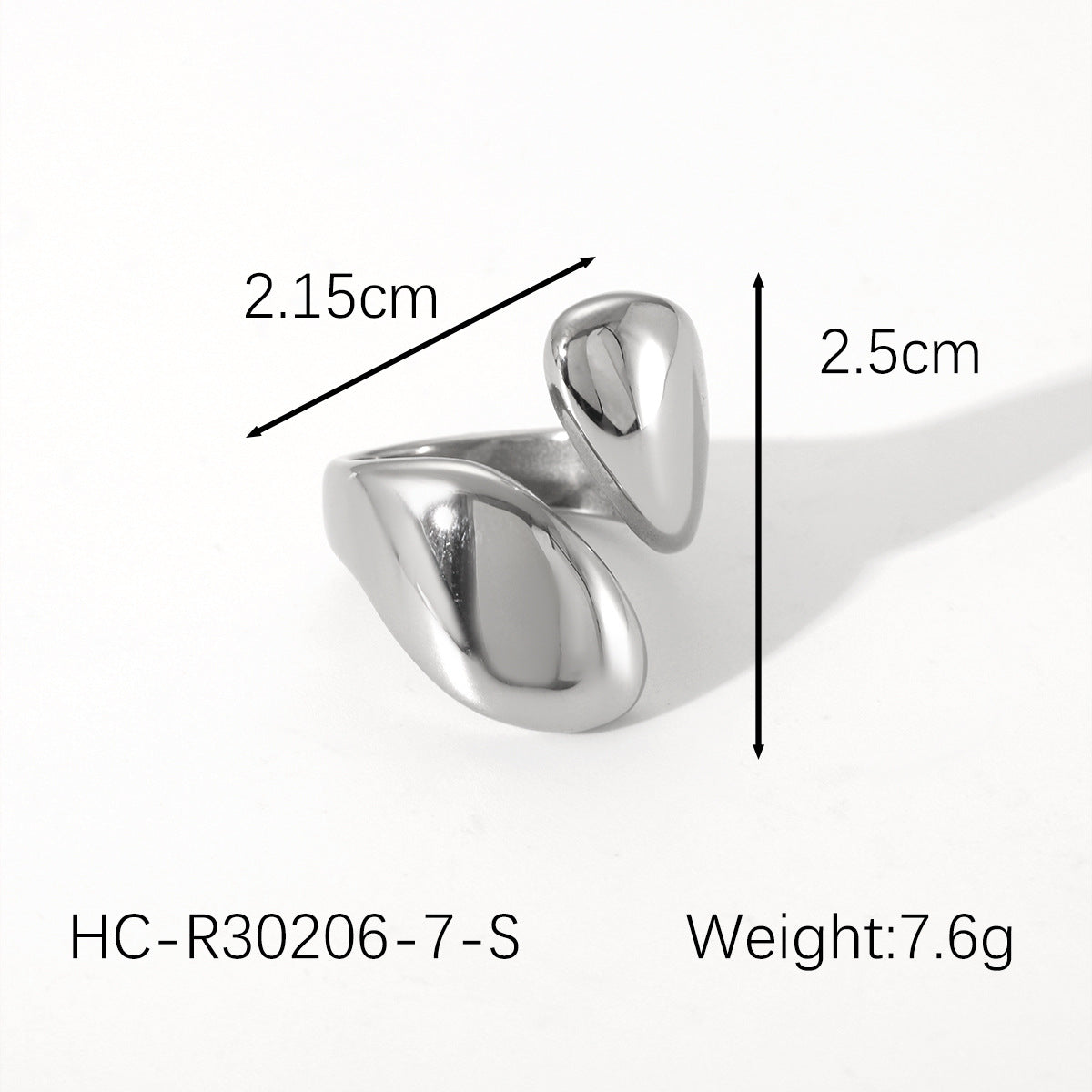 Customized 18K Gold-Plated Stainless Steel Smooth Asymmetrical Open Ring For Women