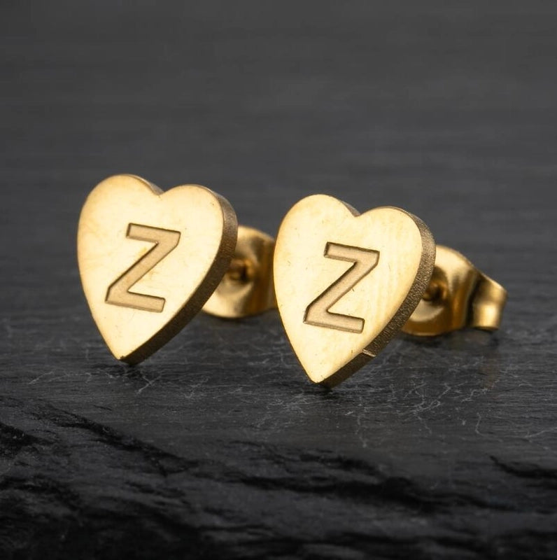 1 Pair Fashion Letter Heart Shape Plating 304 Stainless Steel 18K Gold Plated Ear Studs
