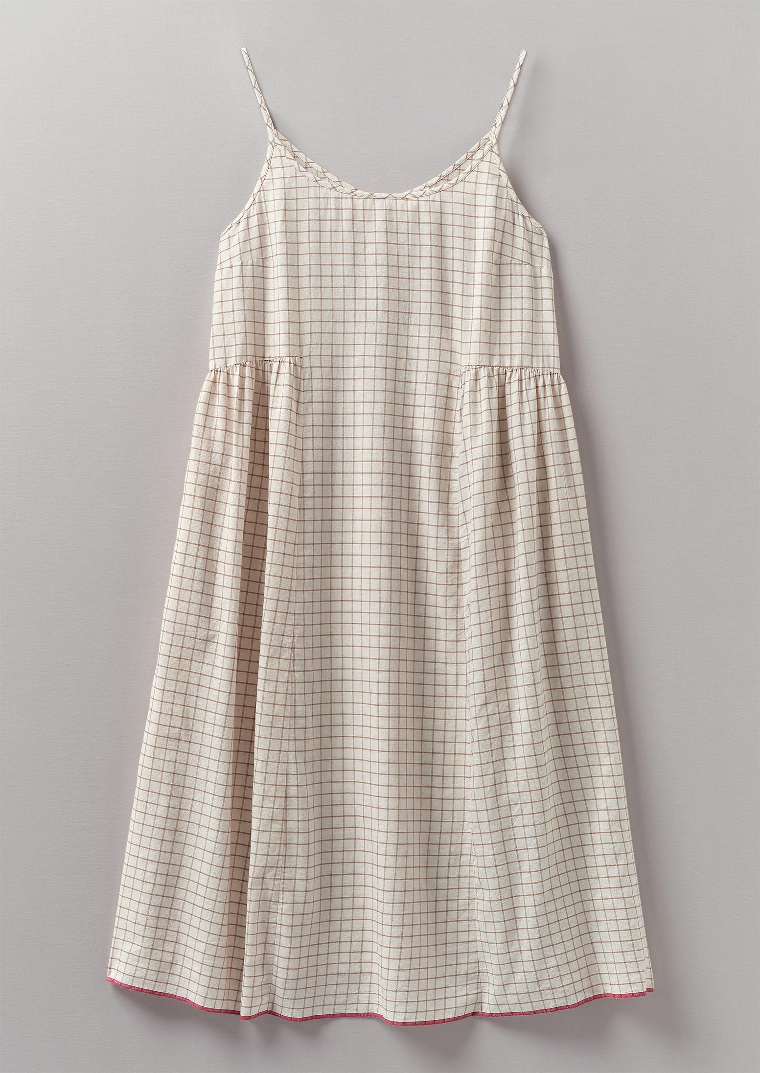 Hand Woven Check Mulmul Lounge Dress | Sand