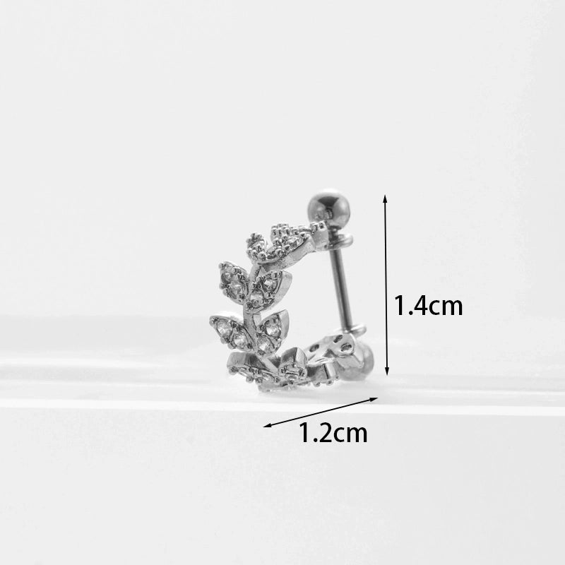 Ear Cartilage Rings & Studs Fashion U Shape 316L Stainless Steel  Copper Inlaid Zircon