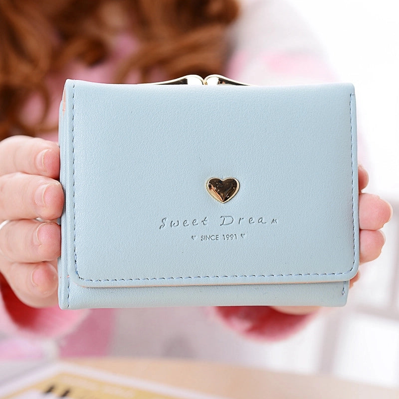 Women's Heart Shape Pu Leather Buckle Coin Purses