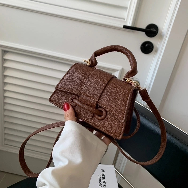 Women's All Seasons Pu Leather Solid Color Vintage Style Square Magnetic Buckle Handbag