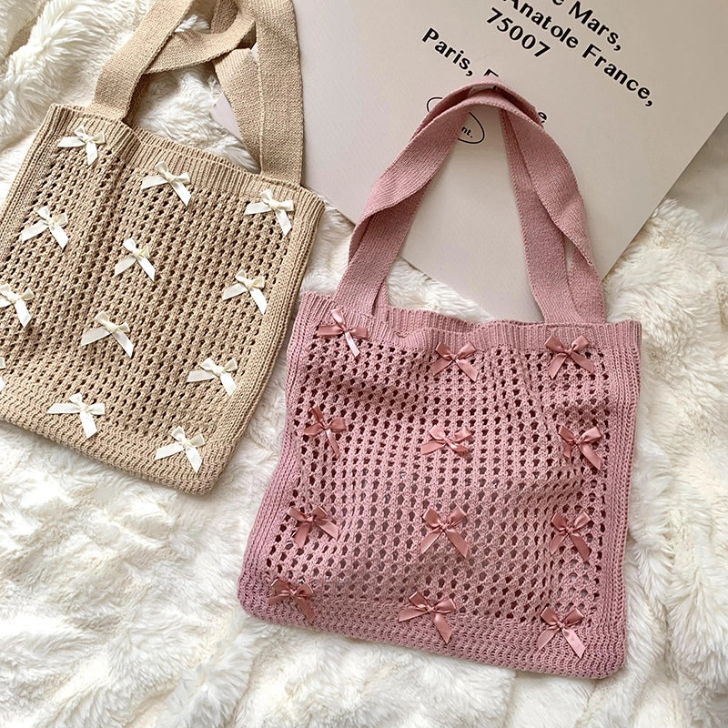 Women's Medium Polyester Solid Color Cute Preppy Style Bucket Open Shoulder Bag