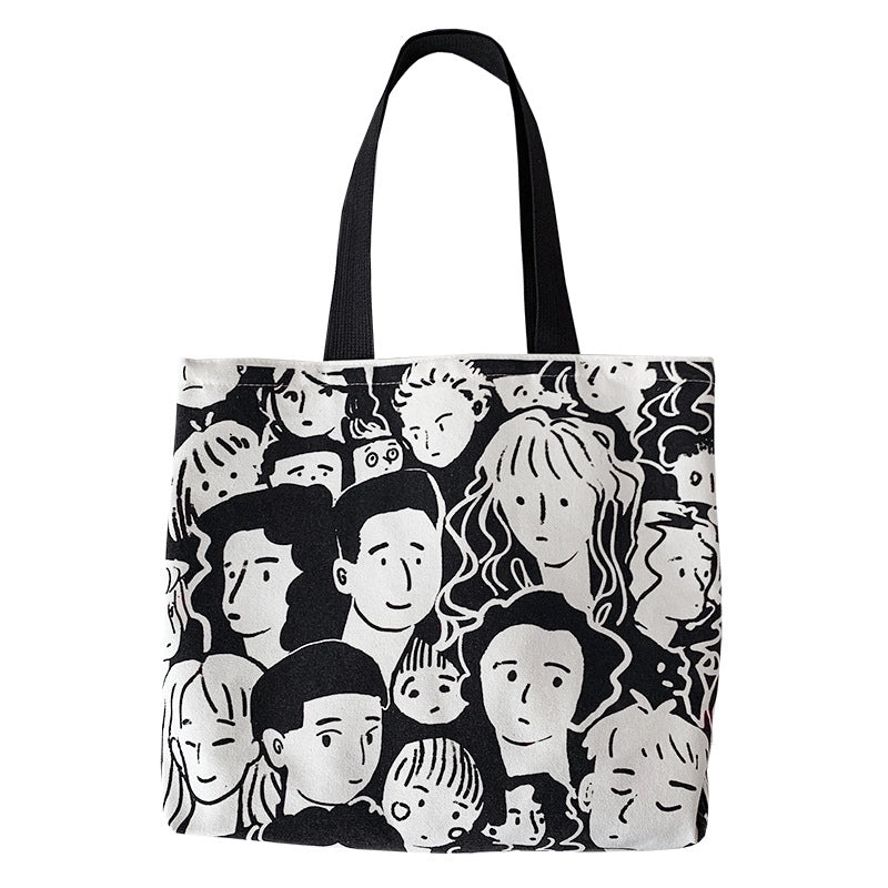 Women's Large Canvas Color Block Streetwear Square Zipper Shoulder Bag