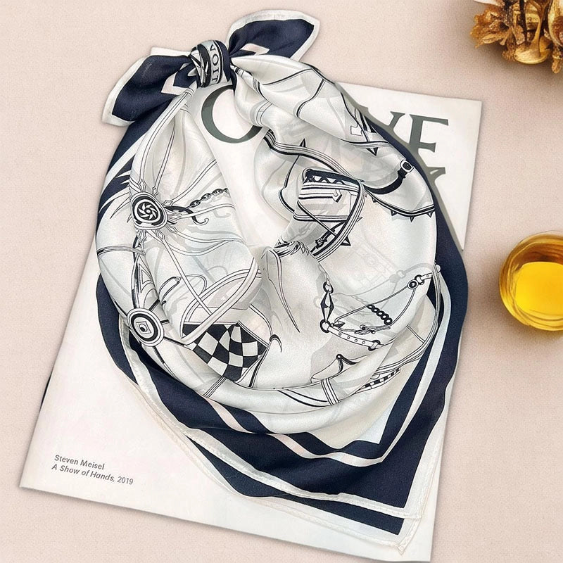 Women's Casual Elegant Minimalist Printing Satin Printing Silk Scarf